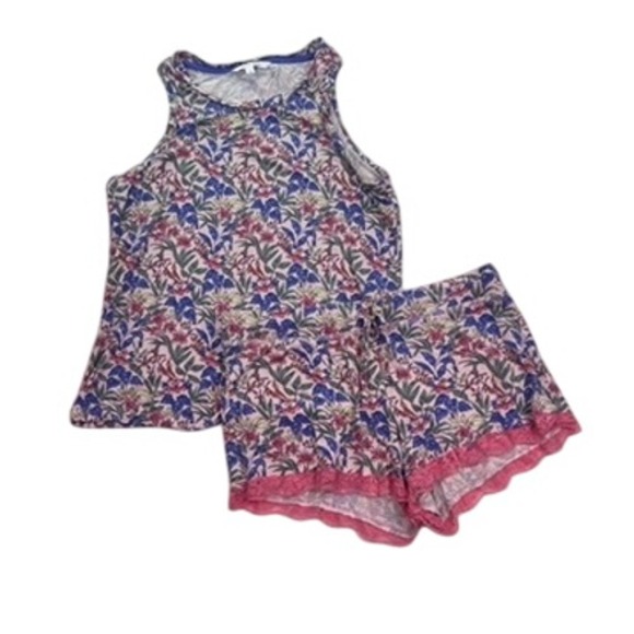 Honeydew Floral Pajama Set Tank Top Shorts Small S Excellent Condition - Picture 2 of 14